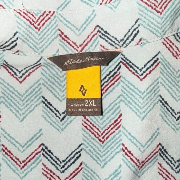 Eddie Bauer Departure Sleeveless Shirt Dress Size 2XL Blue Chevron Pattern - Picture 11 of 13